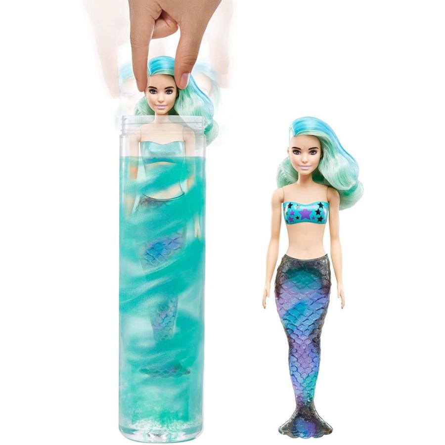 バービー人形 Barbie カラーリビールドール 7つのサプライズ マーメイド 濡らすと髪色とメイクが_3