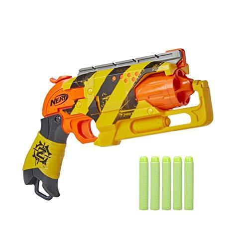 ナーフ Nerf ゾンビストライク ハンマーショットブラスター 5つのダーツつき ストライプカラース