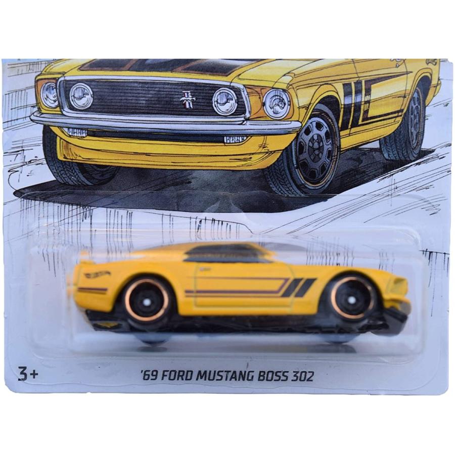 ホットウィール Hot Wheels '69フォード マスタング ボス 302 3/6 イエロー Mustang ビークル ミニカー