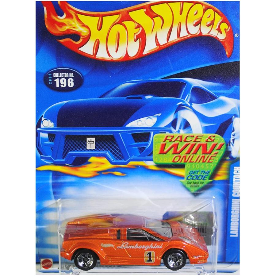 ホットウィール マテル ミニカー 55081 Hot Wheels 2002 Lamborghini Countach Orange Card 196