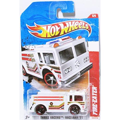 ホットウィール マテル ミニカー 6/6 Hot Wheels 2011 Thrill Racers Fire Eater Truck Engine White
