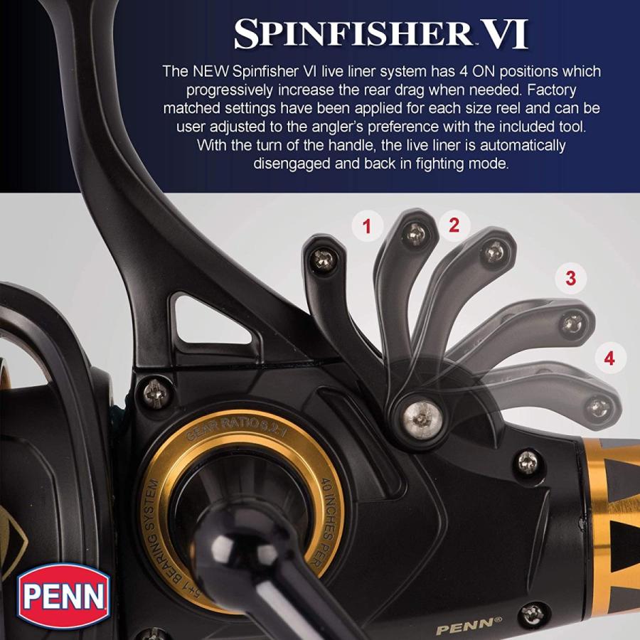 リール ペン Penn Spinfisher VI PENN Spinfisher VI Spinning Nearshore/Offshore Fishing Reel, HT-100 Frontの画像