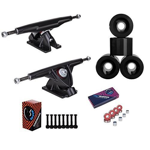 トラック スケボー スケートボード Cal 7 Longboard 10.75\" axle Black Trucks 70mm Black Wheels Plu"