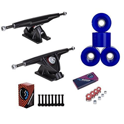トラック スケボー スケートボード Cal 7 Longboard 10.75\" axle Black Trucks 70mm Blue Wheels Plus"