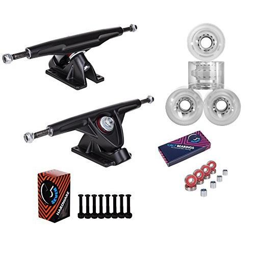 トラック スケボー スケートボード Cal 7 Longboard 10.75\" axle Black Trucks 70mm Clear Wheels Plu"