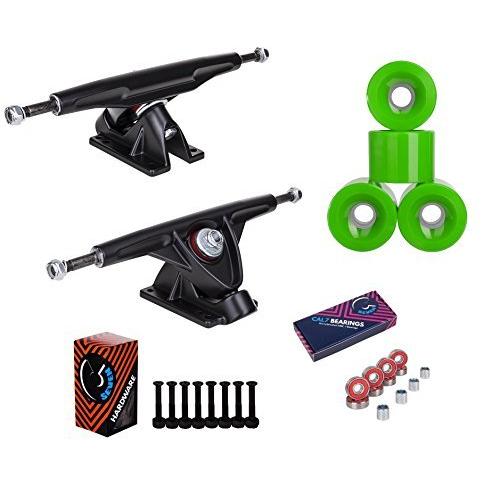 トラック スケボー スケートボード Cal 7 Longboard 10.75\" axle Black Trucks 70mm Green Wheels Plu"
