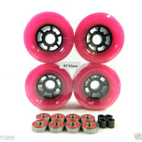 ウィール タイヤ スケボー 90mm Longboard Flywheels Wheels + ABEC 7 Bearings Spacers (Orange)