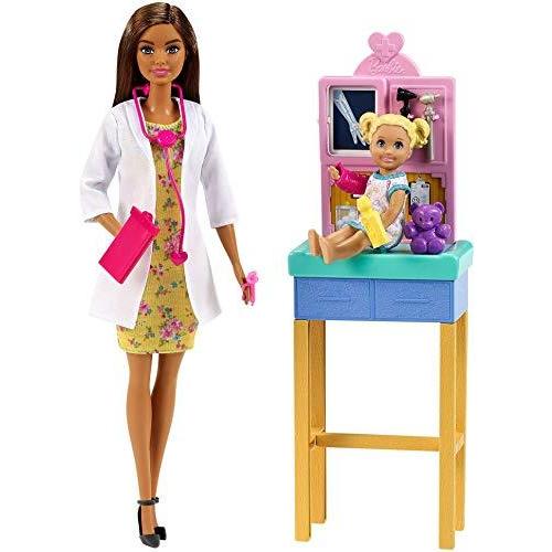 バービー バービー人形 GTN52 Barbie Pediatrician Playset, Brunette Doll (12-in/30.40-cm), Exam Table,
