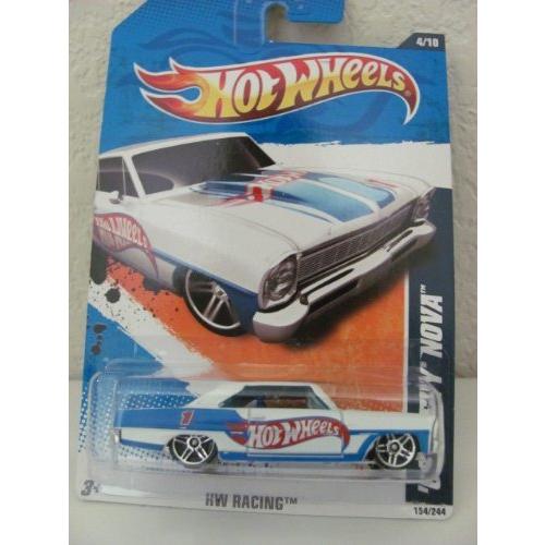 ホットウィール マテル ミニカー Hot Wheels 2011 154/244 - HW Racing 4/10 - 66 Chevy Nova (White)