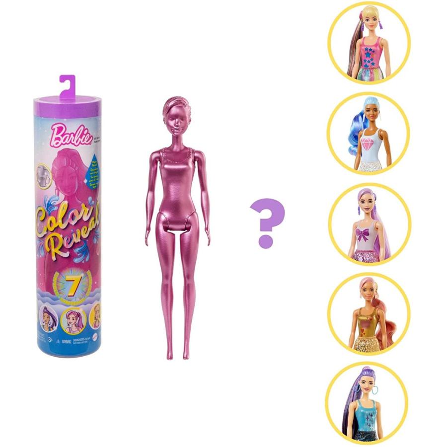 バービー バービー人形 GTR93 Barbie Color Reveal Doll & Accessories， Shimmer Series， 7 Surprises， 1 D_5