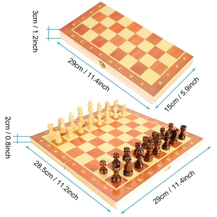 ボードゲーム 英語 アメリカ Wooden Chess Set - Folding Board, 12 Inches Handmade Portable Travel Chの画像