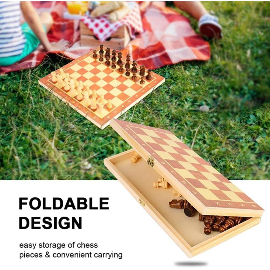 ボードゲーム 英語 アメリカ Wooden Chess Set - Folding Board, 12 Inches Handmade Portable Travel Chの画像