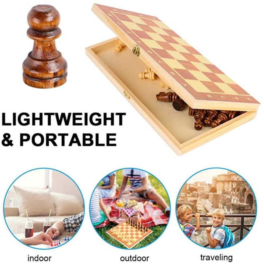 ボードゲーム 英語 アメリカ Wooden Chess Set - Folding Board, 12 Inches Handmade Portable Travel Chの画像