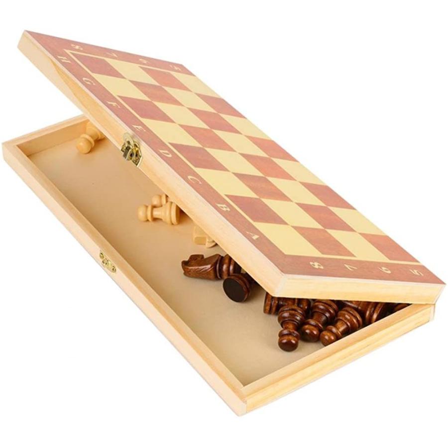ボードゲーム 英語 アメリカ Wooden Chess Set - Folding Board, 12 Inches Handmade Portable Travel Chの画像