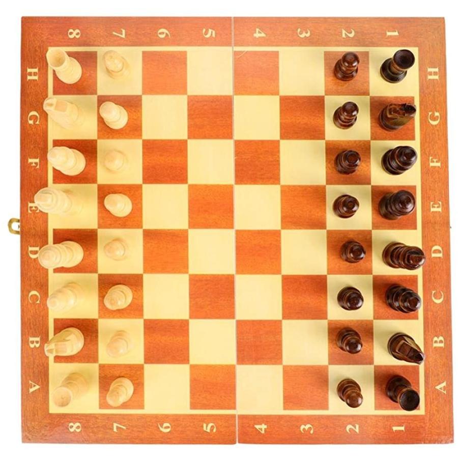 ボードゲーム 英語 アメリカ Wooden Chess Set - Folding Board, 12 Inches Handmade Portable Travel Chの画像