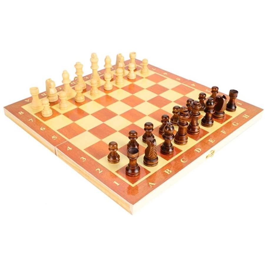 ボードゲーム 英語 アメリカ Wooden Chess Set - Folding Board, 12 Inches Handmade Portable Travel Chの画像