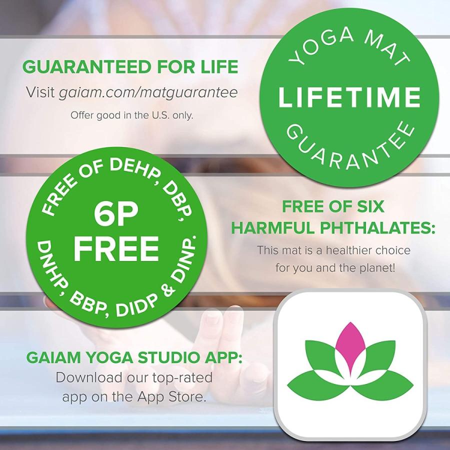 ヨガマット フィットネス 05-63341 Gaiam Yoga Mat Premium Solid Color Reversible Non Slip Exercise \u0026の画像