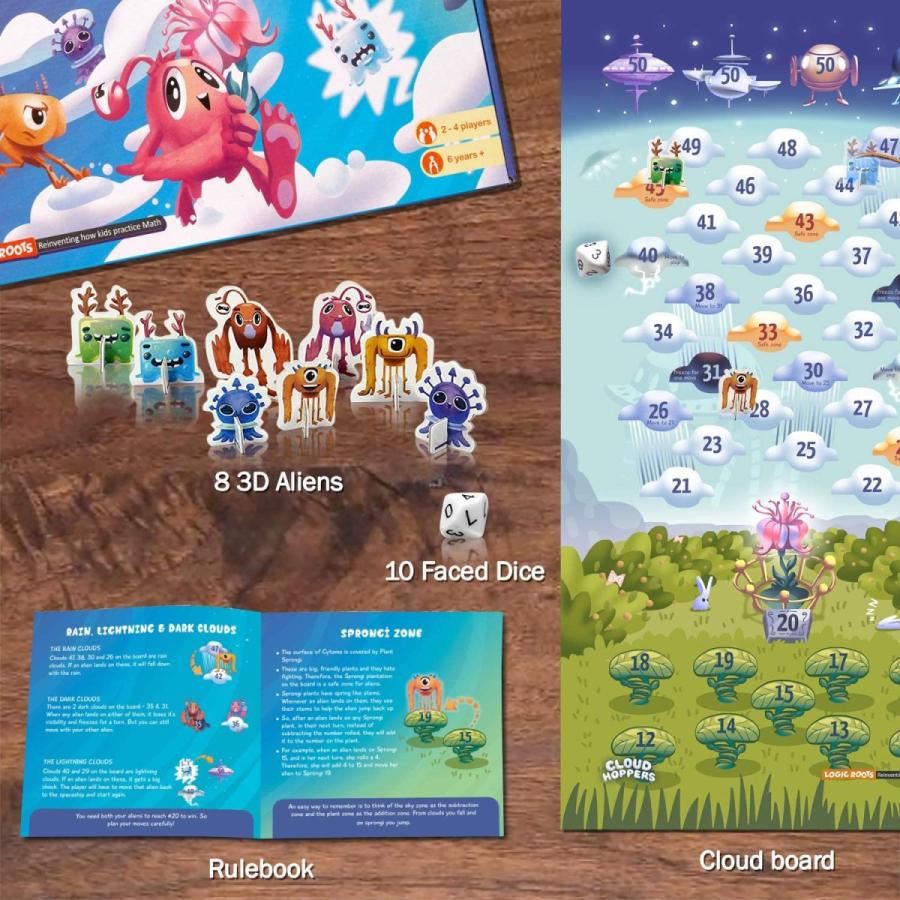ボードゲーム 英語 アメリカ LRCDHRG1 Logic Roots Cloud Hoppers Addition and Subtraction Game - Funの画像