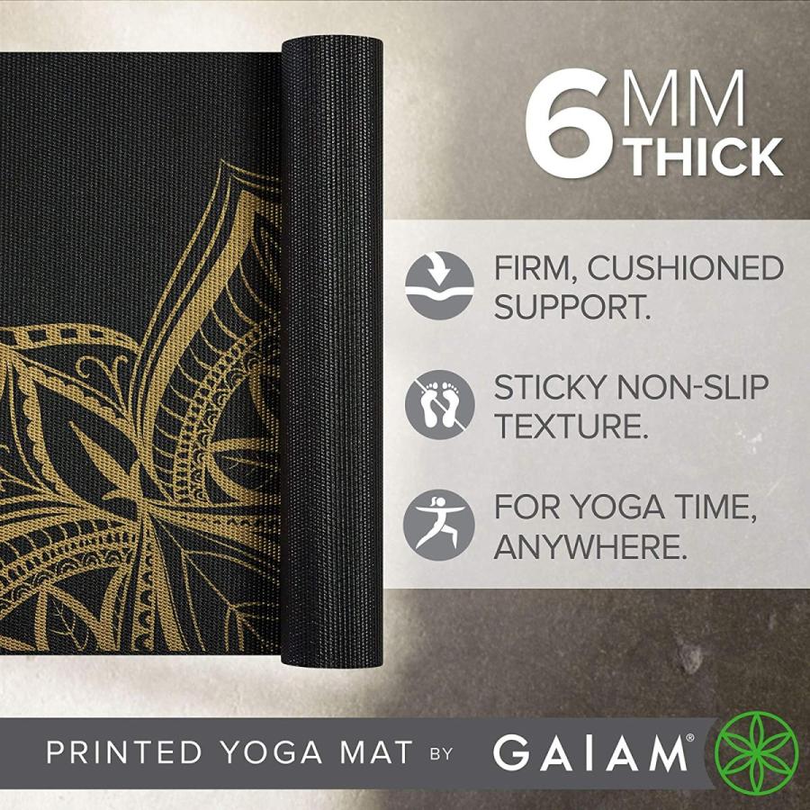 ヨガマット フィットネス 05-63281 Gaiam Yoga Mat Premium Print Extra Thick Non Slip Exercise \u0026 Fitneの画像