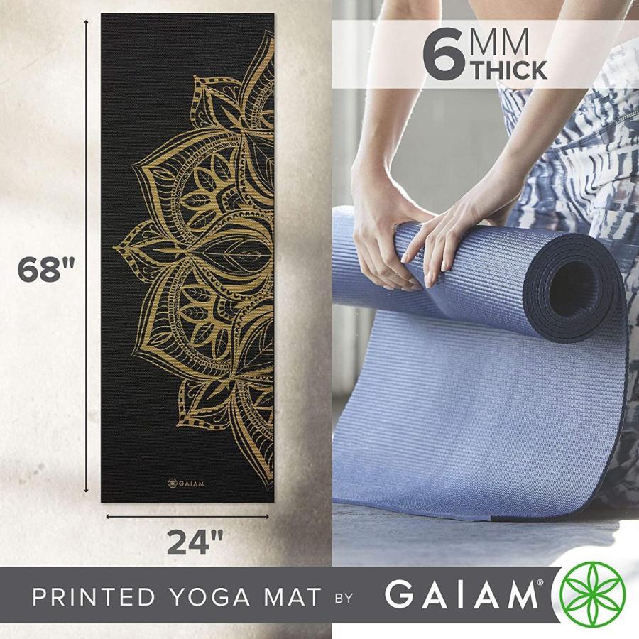 ヨガマット フィットネス 05-63281 Gaiam Yoga Mat Premium Print Extra Thick Non Slip Exercise \u0026 Fitneの画像