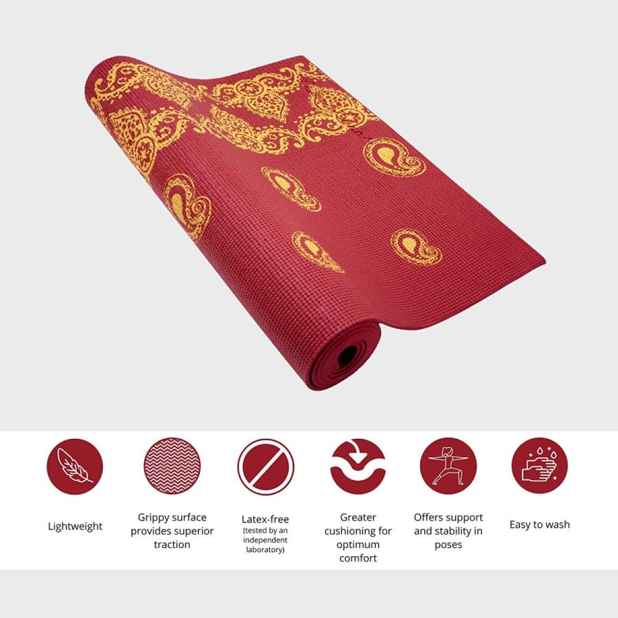 ヨガマット フィットネス 386 Wai Lana Yoga and Pilates Mat (Incense, Rich Red)- 1/4 Inch Extra Thickの画像