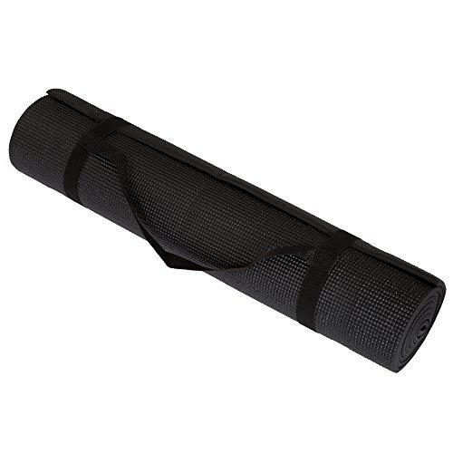 ヨガマット フィットネス 80-5135-BLACK Yoga Mat - Double Sided 1/4-Inch Workout Mat - 71x24-Inch Exe