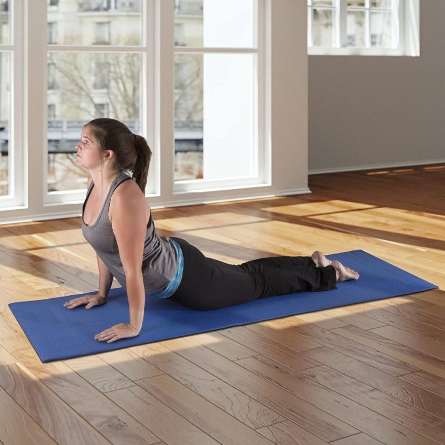 ヨガマット フィットネス 80-5135-BLUE Yoga Mat - Double Sided 1/4-Inch Workout Mat - 71x24-Inch Exerの画像