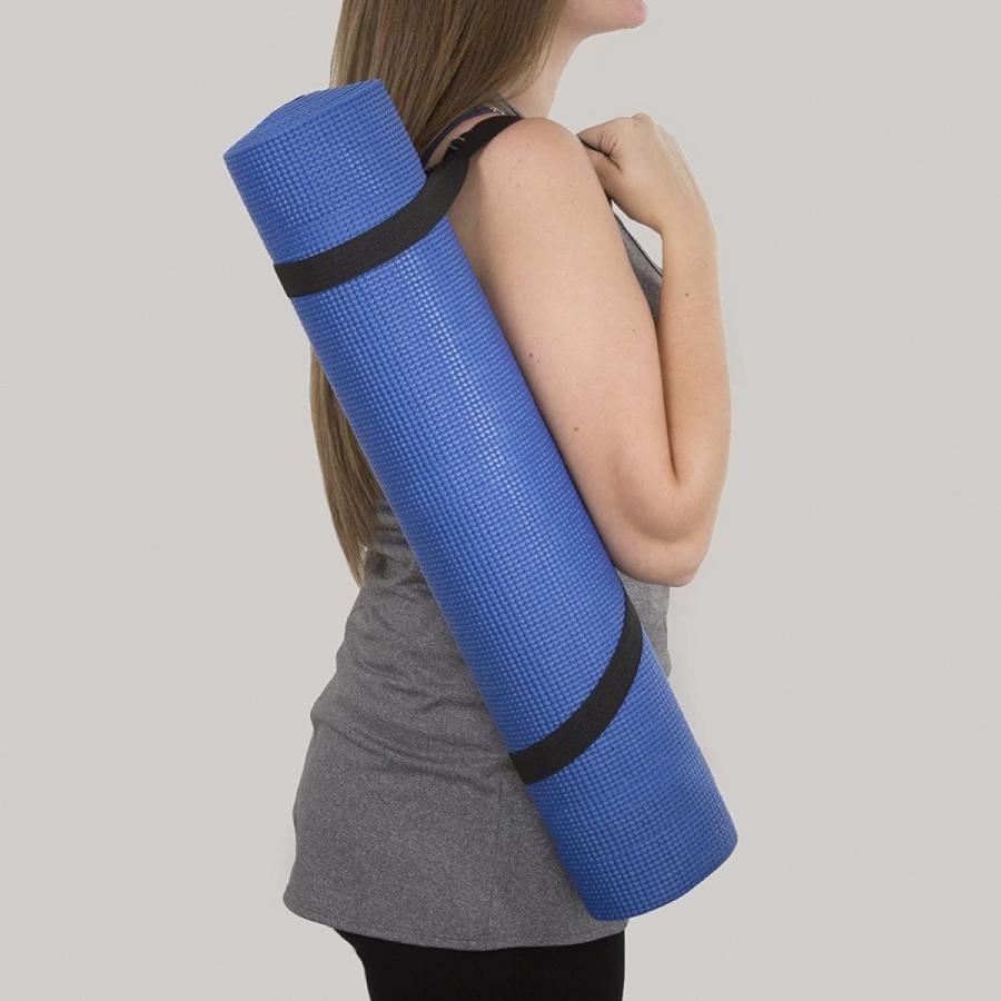ヨガマット フィットネス 80-5135-BLUE Yoga Mat - Double Sided 1/4-Inch Workout Mat - 71x24-Inch Exerの画像