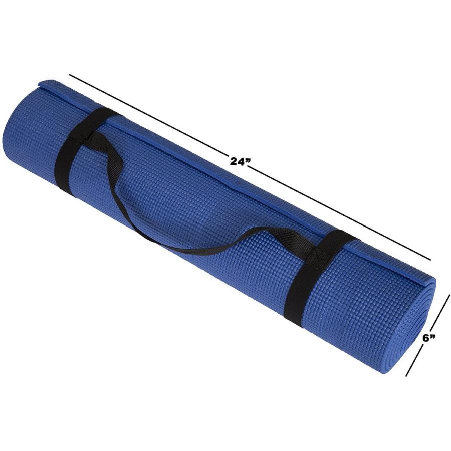 ヨガマット フィットネス 80-5135-BLUE Yoga Mat - Double Sided 1/4-Inch Workout Mat - 71x24-Inch Exerの画像