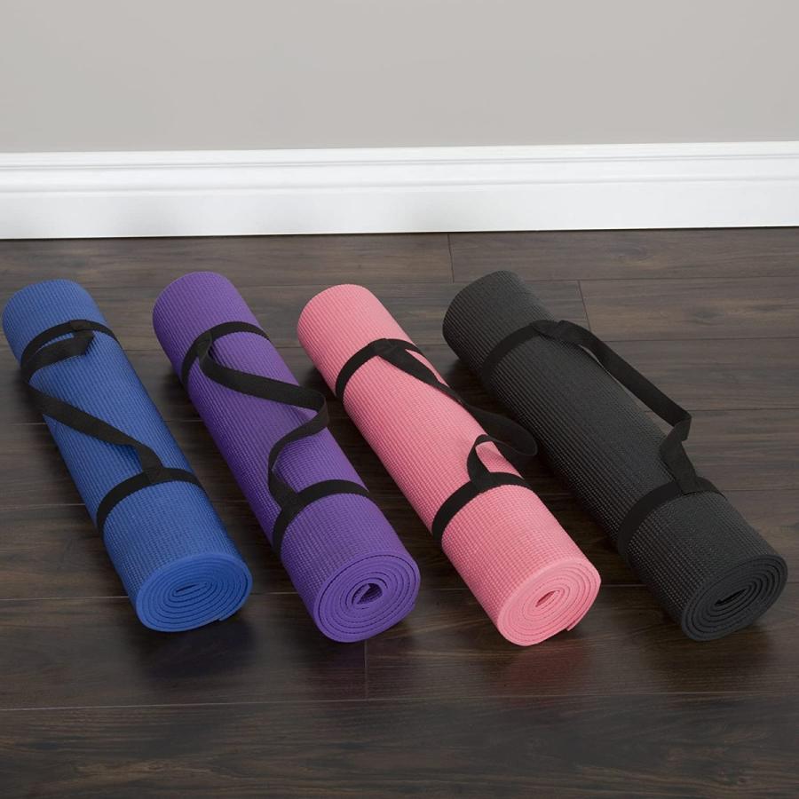 ヨガマット フィットネス 80-5135-BLUE Yoga Mat - Double Sided 1/4-Inch Workout Mat - 71x24-Inch Exerの画像