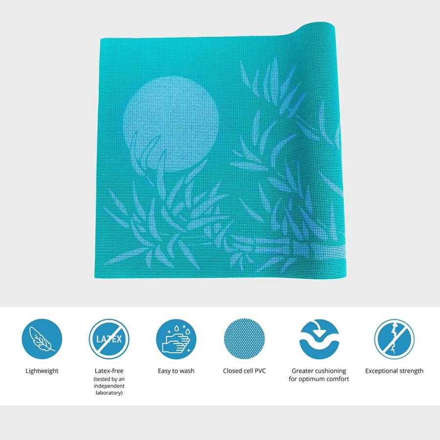 ヨガマット フィットネス 208 Bamboo Forest Print Wai Lana Yoga Mats (Teal) - 1/8 inch Thick Non-Slipの画像