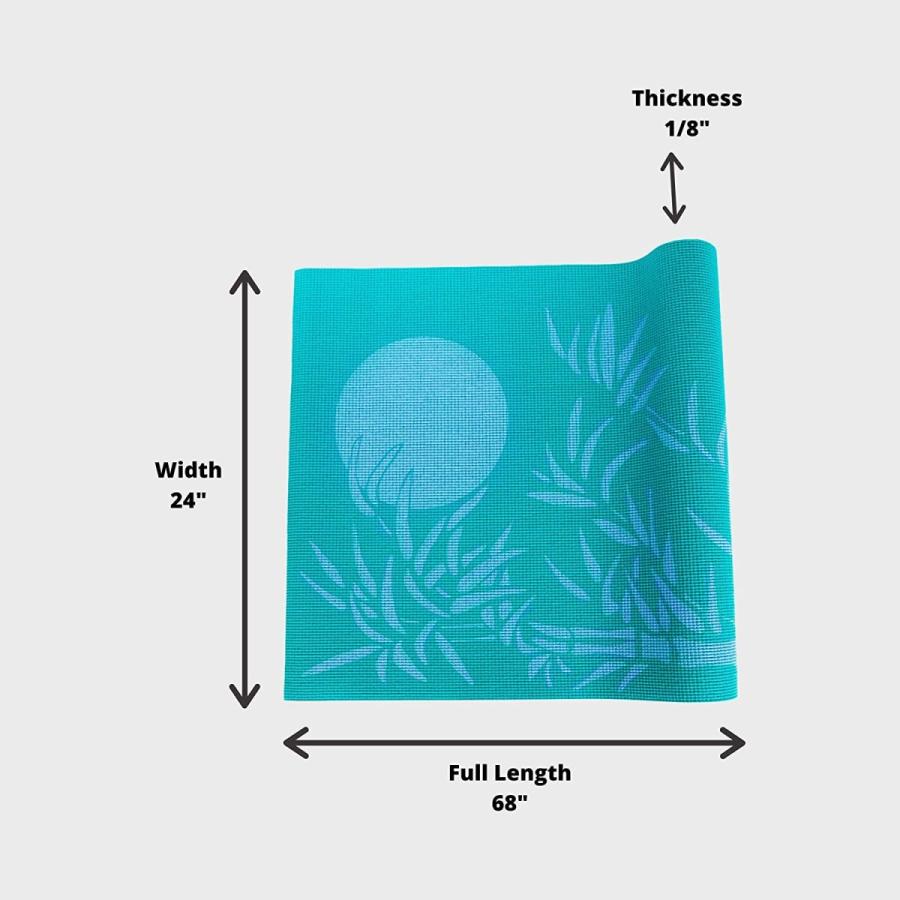 ヨガマット フィットネス 208 Bamboo Forest Print Wai Lana Yoga Mats (Teal) - 1/8 inch Thick Non-Slipの画像