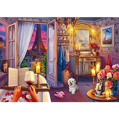 ジグソーパズル 海外製 500ピース 居心地の良いバスルーム 約50x36センチ 絵画・アート Ravensburger