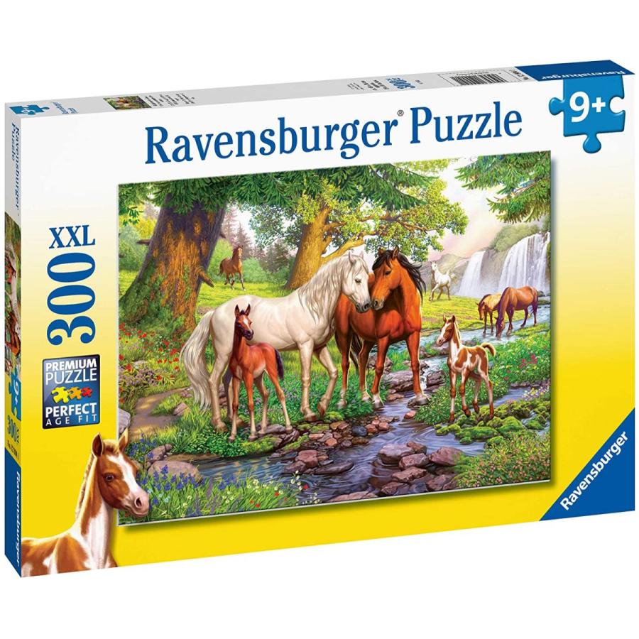 ジグソーパズル 海外製 300ピース XXL 川辺の野生の馬 サイズ約49x36センチ ペット・動物 Ravensburgerの画像