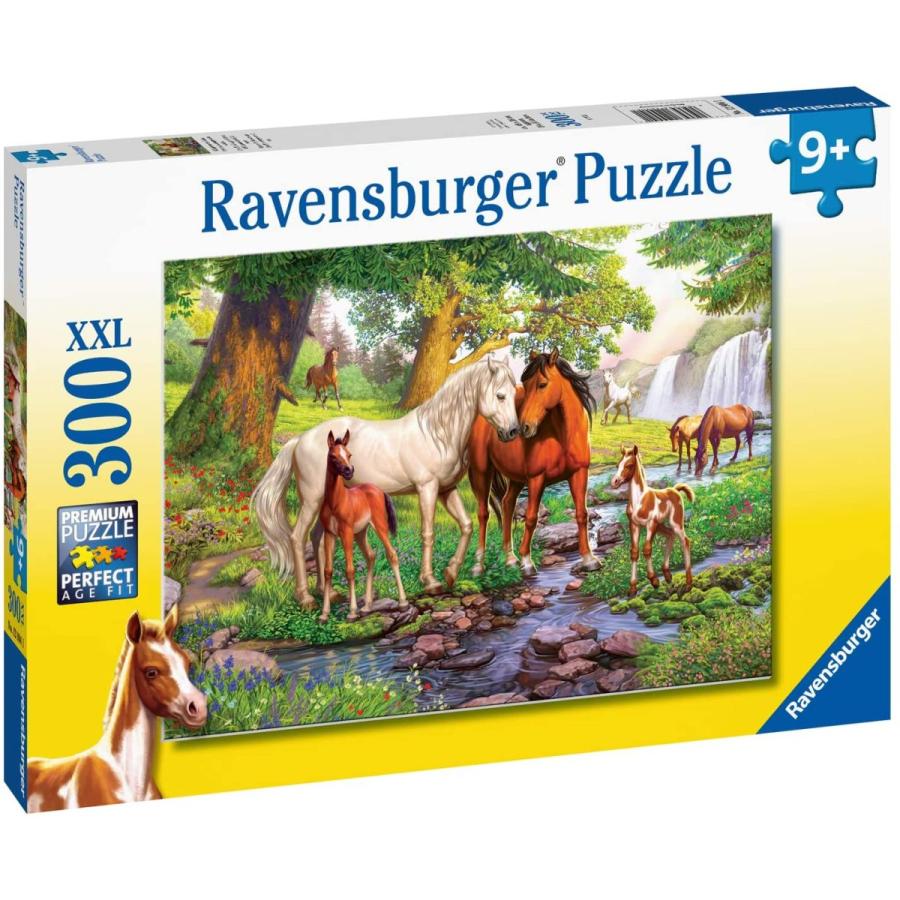 ジグソーパズル 海外製 300ピース XXL 川辺の野生の馬 サイズ約49x36センチ ペット・動物 Ravensburgerの画像