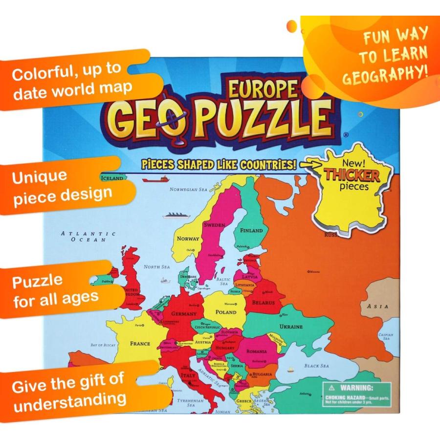 ジグソーパズル 海外製 アメリカ 4102371 GeoToys GeoPuzzle， Europe Jigsaw Puzzles， 58 Pc Geography_2