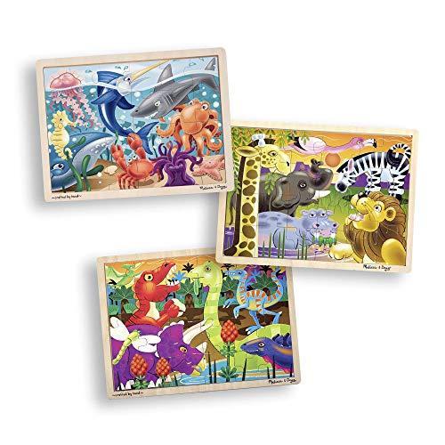 当てもの 外国で製 亜米利加 4669 Melissa \u0026 Doug 3-Puzzle Jigsaw Set - Dinosaurs, Ocean, and S ゲーム、おもちゃ-ジグソーパズル-パズル