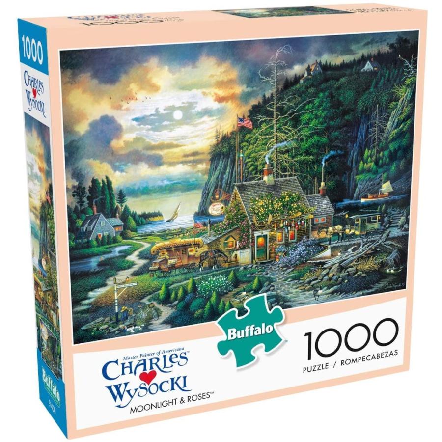 ジグソーパズル 海外製 1000ピース 月光とバラ チャールズ・ワイソッキー サイズ約68x50センチ 絵の画像
