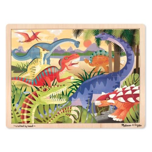 ジグソーパズル 海外製 アメリカ MND9066 Melissa & Doug Dinosaurs Wooden Jigsaw Puzzle with Storag