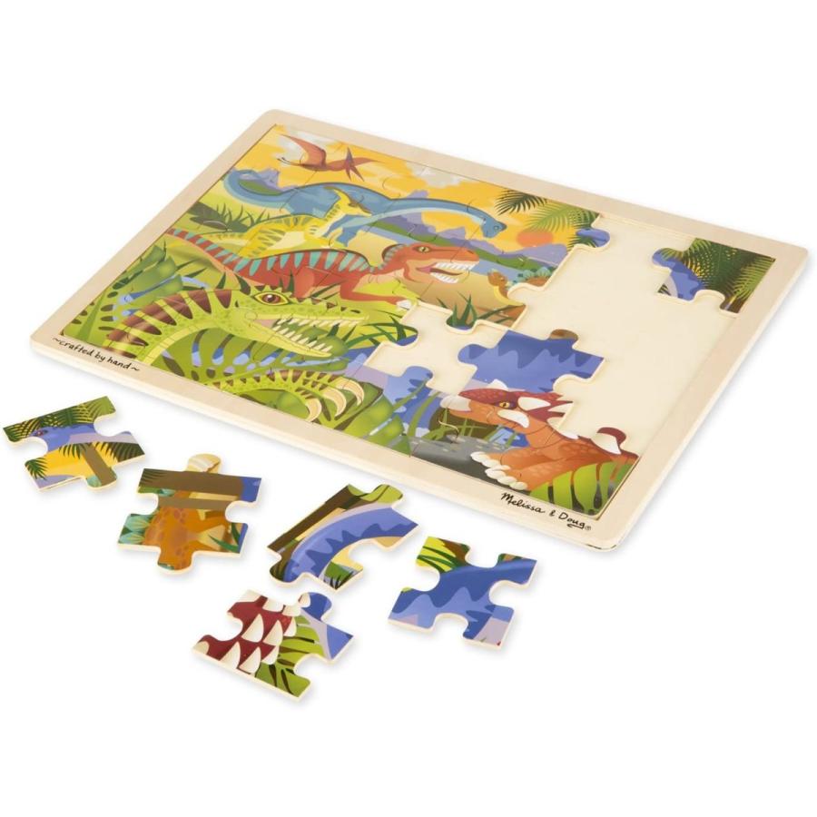 ジグソーパズル 海外製 アメリカ MND9066 Melissa & Doug Dinosaurs Wooden Jigsaw Puzzle with Storag