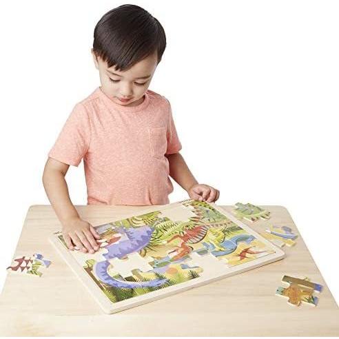 ジグソーパズル 海外製 アメリカ MND9066 Melissa & Doug Dinosaurs Wooden Jigsaw Puzzle with Storag