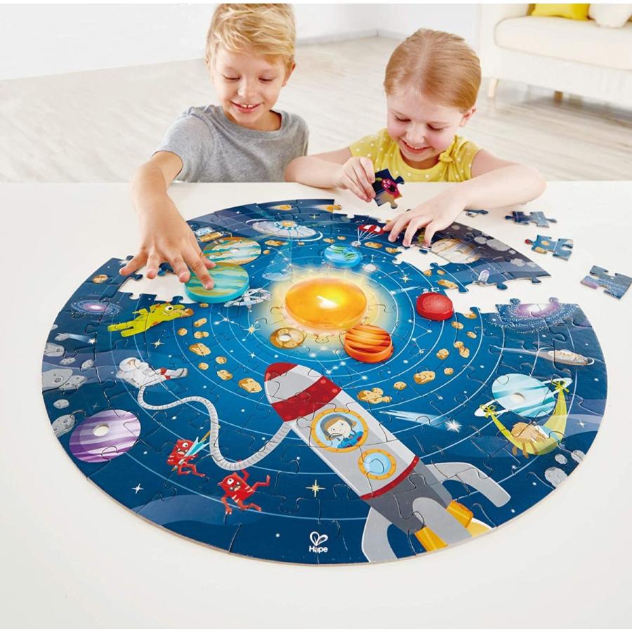 ジグソーパズル 海外製 アメリカ E1625 Hape Solar System Puzzle | Round Solar System Puzzle Toy foの画像