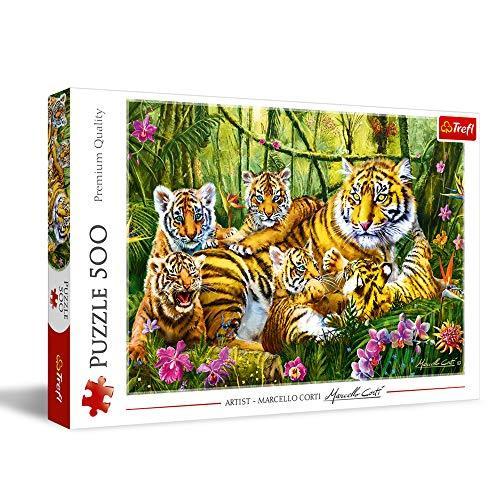 ジグソーパズル 海外製 アメリカ 37350 Trefl Family of Tigers 500 Piece Jigsaw Puzzle Red 19"x13"