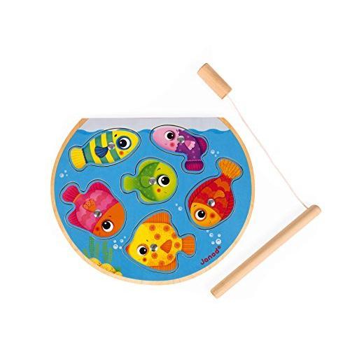 ジグソーパズル 海外製 アメリカ J07088 Janod 2-in-1 Speedy Fish Wooden Puzzle and Magnetic Game -