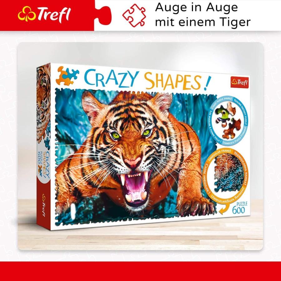 ジグソーパズル 海外製 アメリカ 11110 Trefl Facing a Tiger 600 Piece Jigsaw Puzzle Crazy Shapes，_1