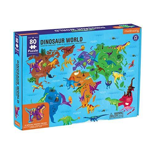 ジグソーパズル 海外製 アメリカ 9780735367906 Mudpuppy Dinosaur World ? 80 Piece Geography Puzz