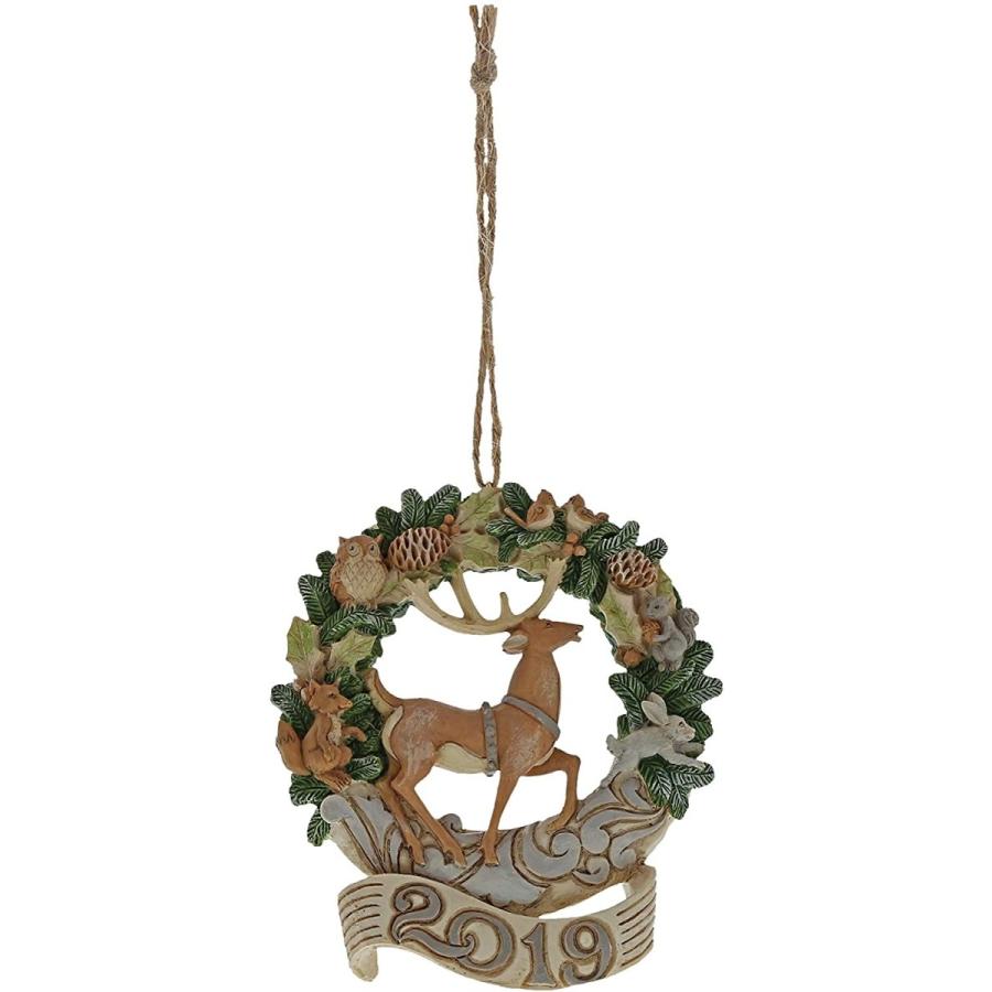 エネスコ Enesco 置物 インテリア 6004175 2019 Jim Shore Heartwood Creek Woodland Deer Wreath Christm