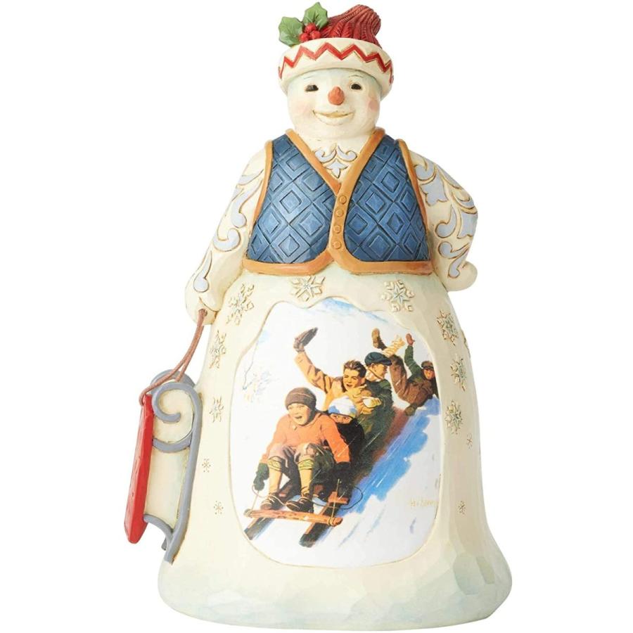 エネスコ Enesco 置物 インテリア 6004487 Enesco Snowman with Sledding Scene Figurine