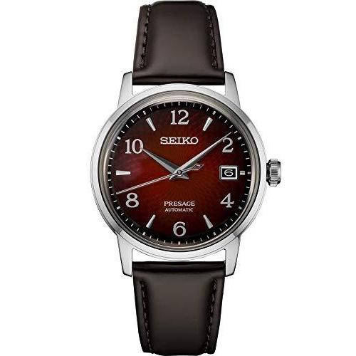 腕時計 セイコー メンズ SRPE41 SEIKO Presage Red SRPE41 Brown Leather Automatic Men's Watch