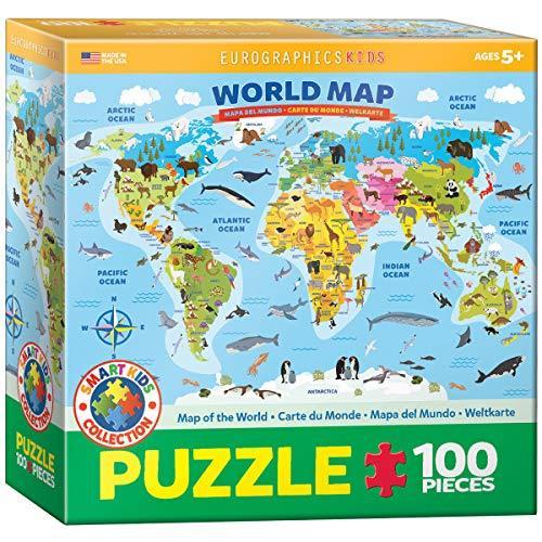 ジグソーパズル 海外製 アメリカ 6100-5554 EuroGraphics Illustrated Map of The World 100-Piece Puz